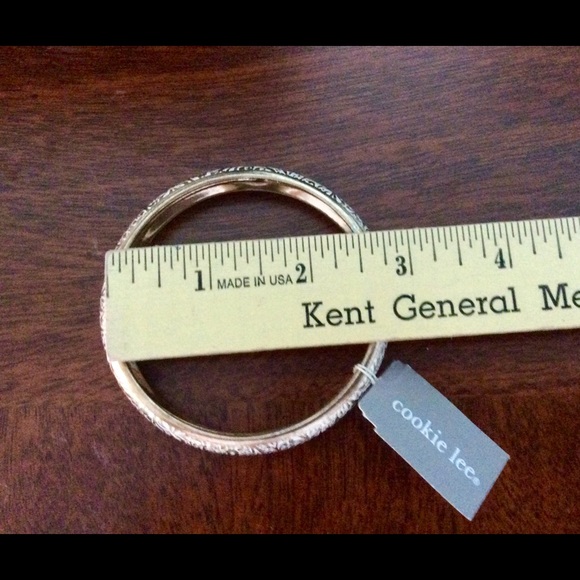 cookie lee - Gold and White Tone Bangle Bracelet - Picture 3 of 3